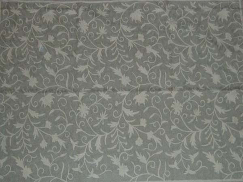 Crewel Rug Tech Neutrals on Grey Chain Stitched Wool Rug