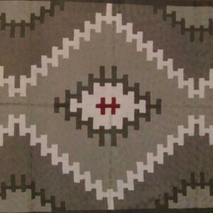 Crewel Rug Tribal Grey Chain Stitched Wool Rug