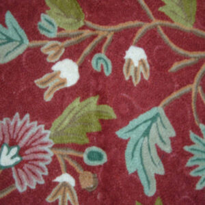 Crewel Rug Wintertime Red Chain Stitched Wool Rug