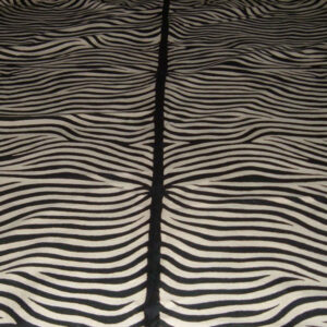 Crewel Rug Zebra Black Chain Stitched Wool Rug