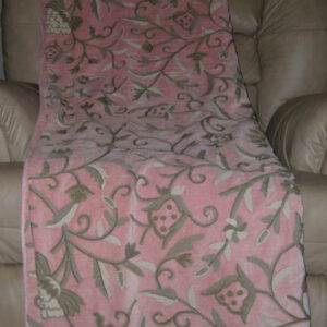 Crewel Pillow Scattered Medallion Neutrals on Grey Cotton Velvet