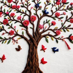 Christmas Tree Embroidered Pillow Cover (18X18 Inches)