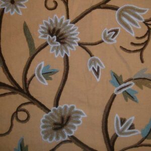Crewel Fabric Grapes Golden Ferns Cotton Duck