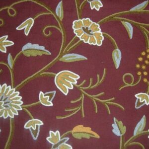 Crewel Fabric Grapes Dark Chocolate Cotton