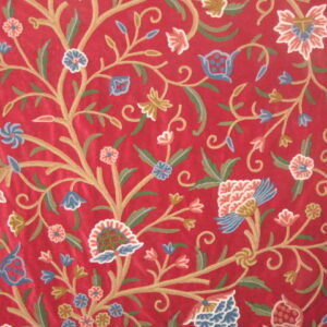 Crewel Fabric Tree of Life Dreams Red Cotton Duck