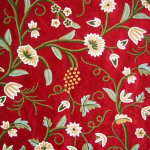 Crewel Fabric Grapes Dreams Red Cotton Velvet
