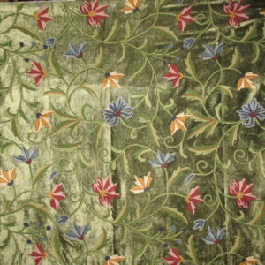Crewel Fabric Chinar Dark Green Cotton Viscose Velvet