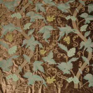 Crewel Fabric GrapeVine Deep Olive Green Cotton Viscose Velvet