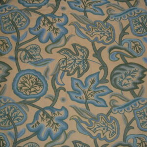 Crewel Fabric Lotus Pond Butter Yellow Cotton Duck