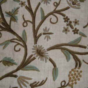 Crewel Fabric Grapes Natural White Jute