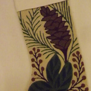 Crewel Stocking Pinecone Multi Cotton Duck