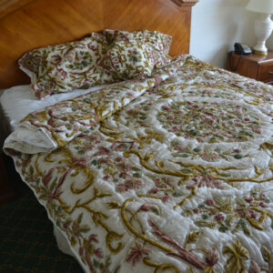 Crewel Bedding Art Nouveau Classic White Silk Organza