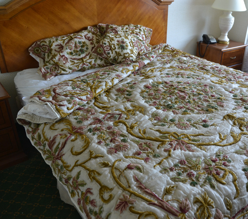 Crewel Bedding Art Nouveau Classic White Silk Organza