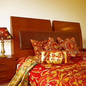 Crewel Bedding Art Nouveau Burgundy Silk Organza