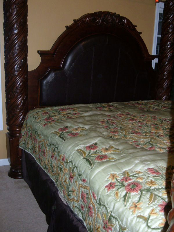 Crewel Bedding Art Nouveau Pistachio Silk Organza
