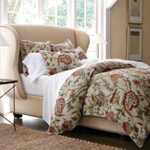 Crewel Bedding Lotus Natural Brown Linen Duvet Cover