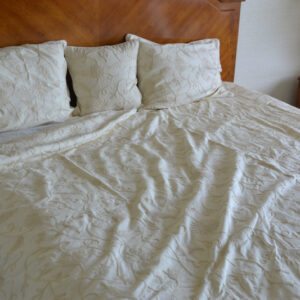 Crewel Bedding Floral Vine White On White Cotton