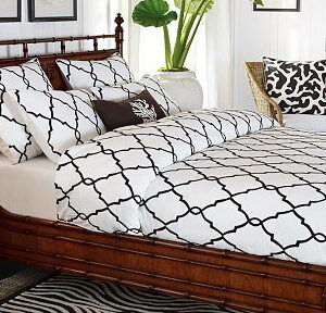 Crewel Bedding Irongate Black on White Cotton Duvet Cover