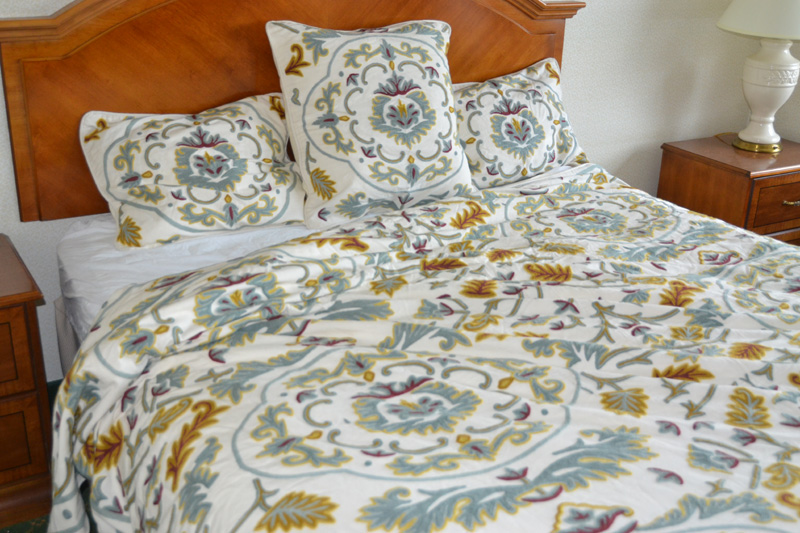 Crewel Bedding Medallion Ivory Cotton Duck Duvet Cover