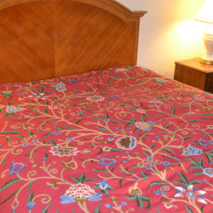 Crewel Bedding Tree of Life Pinkish Red Cotton Duvet Cover
