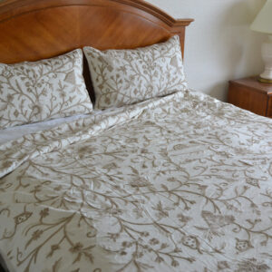 Crewel Bedding Tree of Life Neutrals on Off White Duvet Cover