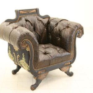 Crewel Bloom Black Cotton Velvet Upholstered  settee