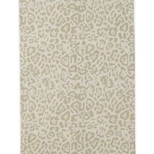 Crewel Rug Leopard Natural Chain-stitched Wool Rug