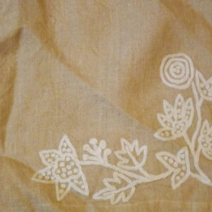 Crewel Dining Ankasa White on Natural Brown Jute Table Cloth