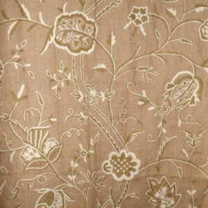Crewel Drape Lotus White on Natural Brown Jute