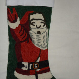 Crewel Embroidered Stocking Santa Multi Cotton Duck