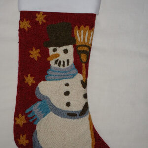 Crewel Embroidered Stocking Snowman Multi Cotton Duck