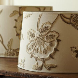 Crewel Embroidered Tapered Drum Lamp Shade Miranda Neutral