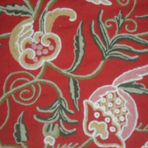 Crewel Fabric Ballard Red Cotton Dasoot
