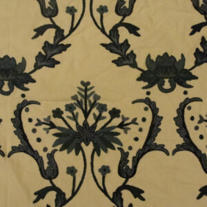 Crewel Fabric Bloom Blues on White Cotton Duck