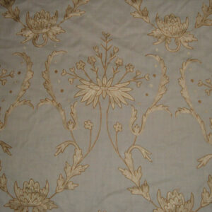 Crewel Fabric Bloom Golden Silk on Natural White Wool