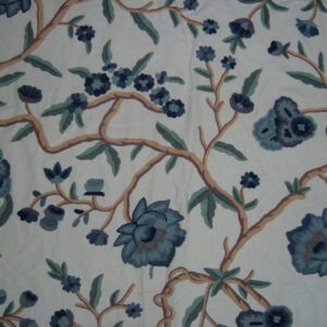 Crewel Fabric Blooms on Branches Off White Cotton Duck