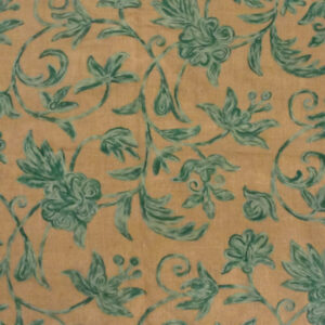 Crewel Fabric Blue Vines Tie-Dyed on Natural Brown Club Linen