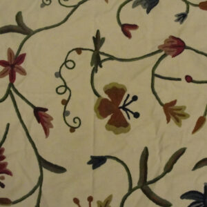 Crewel Fabric Butterfly Cream Cotton Duck