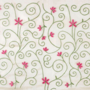Crewel Fabric Bumsin White Silk Organza