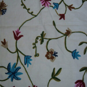 Crewel Fabric Butterfly Off White Cotton Duck