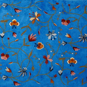 Crewel Fabric Butterfly Royal Blue Cotton Duck