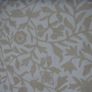 Crewel Fabric Carla White on White Cotton Duck