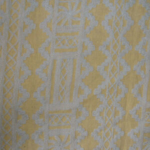 Crewel Fabric Chariot White on Marigold Linen