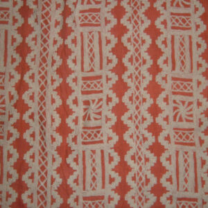 Crewel Fabric Chariot White on Coral Linen