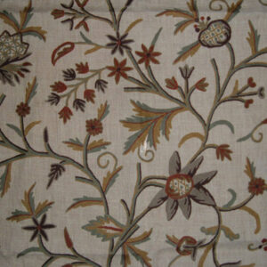 Crewel Fabric ChickPea Flower Natural White Jute