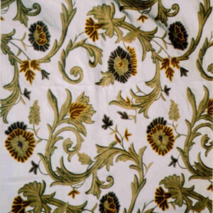 Crewel Fabric Curve Forest Colors on Off White Cotton Duck