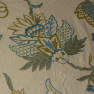 Crewel Fabric Flora Butter Cream Cotton Duck
