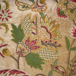 Crewel Fabric Flora Chocolate Brown Cotton Velvet