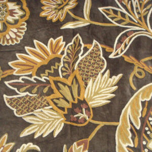 Crewel Fabric Flora Dark Chocolate Cotton Velvet
