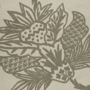 Crewel Fabric Flora Grey of Off White Cotton